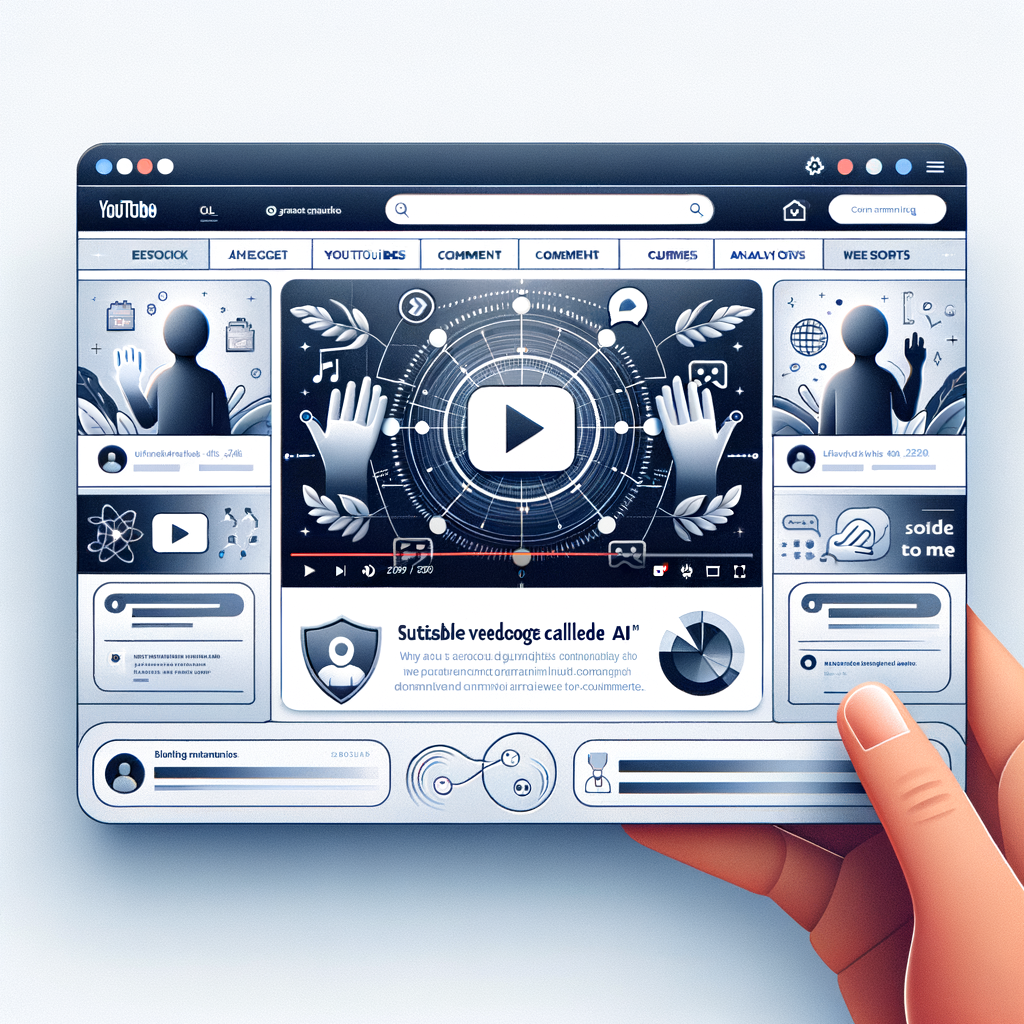 Illustrate a webpage interface for an AI technology called 'Rumora'. This AI is designed to identify suitable YouTube videos and comment on them to engage potential customers. Depict a minimal, sleek design with high-tech features displaying different video thumbnails, user comment sections, and analysis reports generated by AI. Please also include a branding logo for 'Rumora' and some engaging tagline.