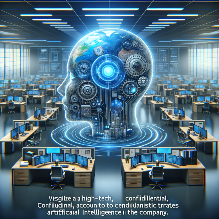 Visualize a high-tech, confidential, no-code artificial intelligence workspace. The workspace should be adaptive and designed to be customized according to the individualistic traits of the company. It's aimed at enhancing productivity in workflow. It should evoke the sensation of a futuristic environment efficient in its operation.
