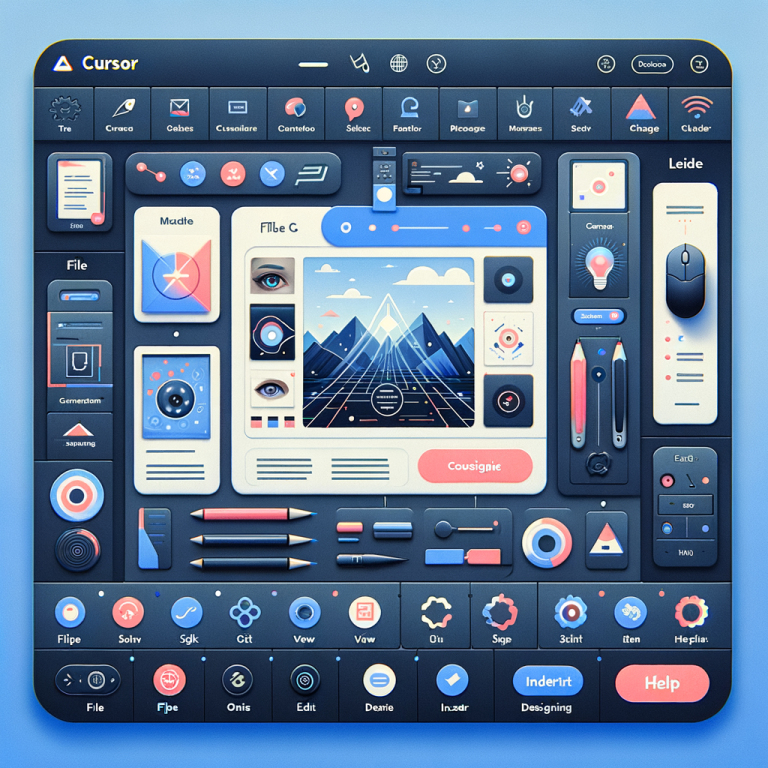 An interface of an AI-powered presentation design tool similar to Cursor, but with its unique features. The layout should be user-friendly, with various options for designing and customizing presentations visible. There might be sample templates showcased and tools available for creating slides, editing text, incorporating graphics, and changing themes or color schemes. Also a navigational menu at the top of the screen, perhaps with features like 'File', 'Edit', 'View', 'Insert', and 'Help'. The overall design should look professional and indicate the potential for high-quality, designer-grade presentations.
